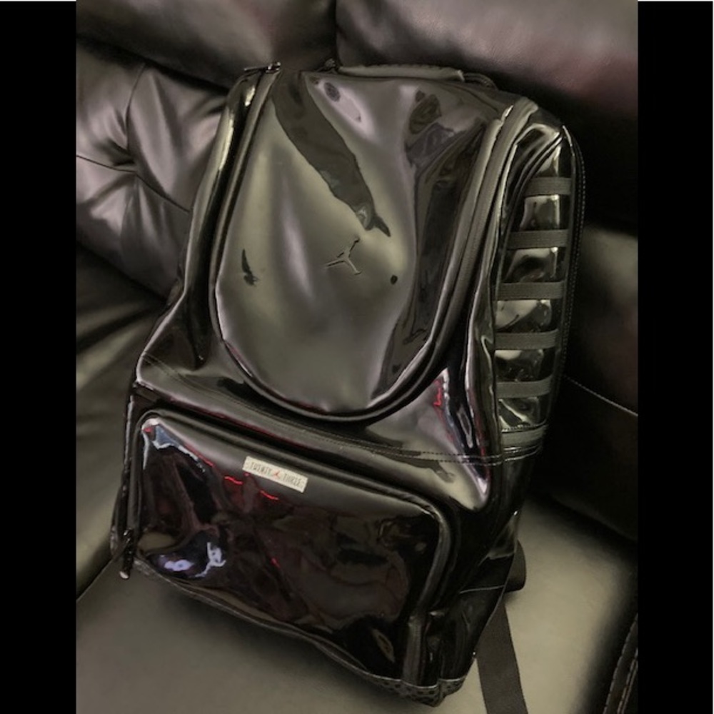 Authentic Michael Jordan - AJ11 Book Bag in Black Patent Leather